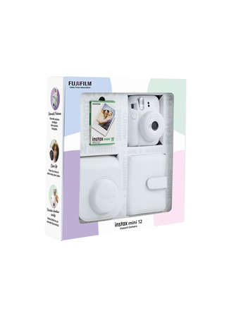 Instax Mini 12 Beyaz Fotoğraf Makinesi 10'Lu Film Kare Albüm Ve Deri Kılıf Bundle Box_2