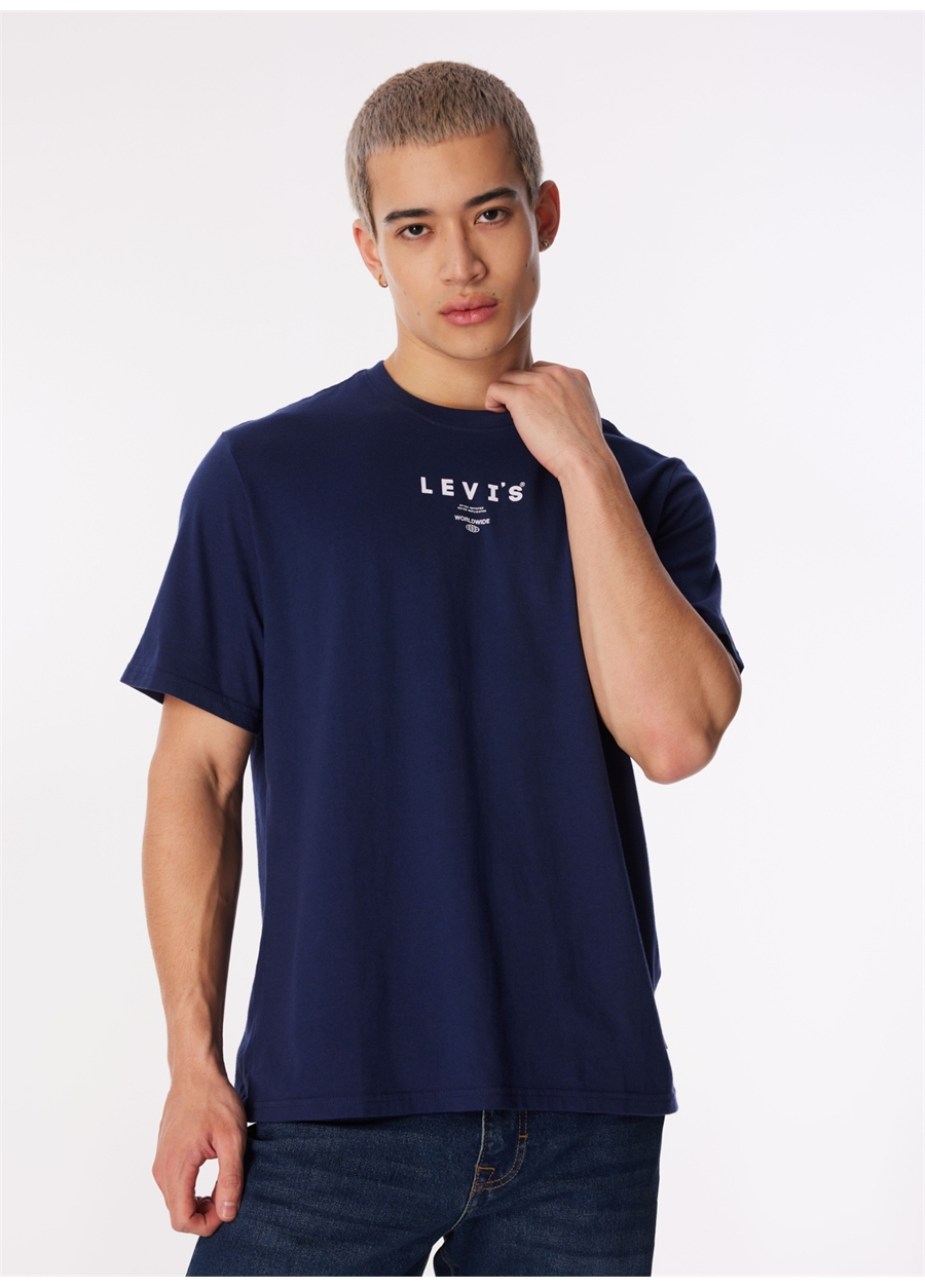 Levis Bisiklet Yaka Baskılı Mavi Erkek T-Shirt 16143-1390_SS RELAXED FIT TEE PERFO_3