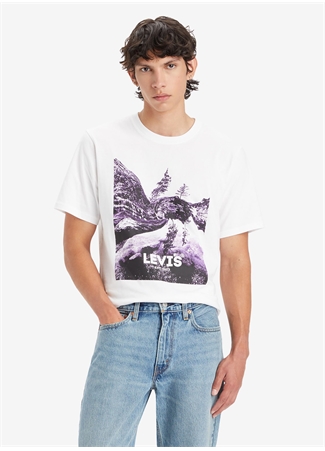 Levis Bisiklet Yaka Baskılı Beyaz Erkek T-Shirt A2082-0162_SS RELAXED FIT TEE SSNL