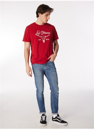 Levis Bisiklet Yaka Baskılı Kırmızı Erkek T-Shirt A2823-0227_GRAPHIC CREWNECK TEE LON