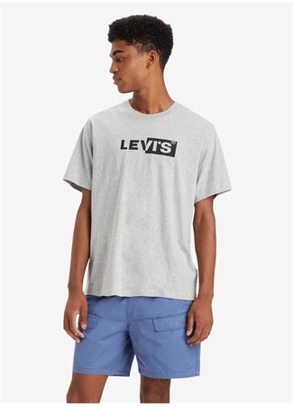 Levis Bisiklet Yaka Baskılı Gri Erkek T-Shirt A2082-0169_SS RELAXED FIT TEE SSNL