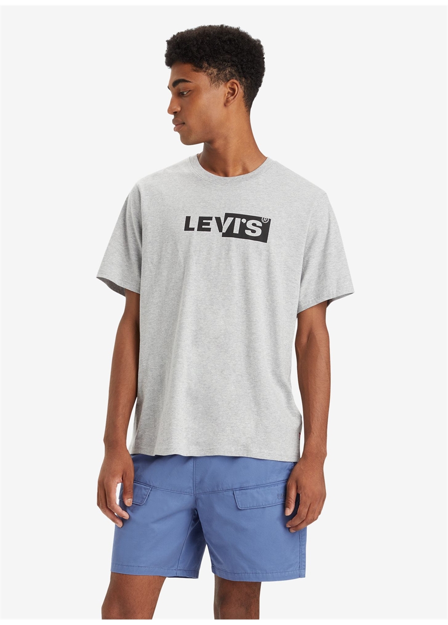 Levis Bisiklet Yaka Baskılı Gri Erkek T-Shirt A2082-0169_SS RELAXED FIT TEE SSNL_0