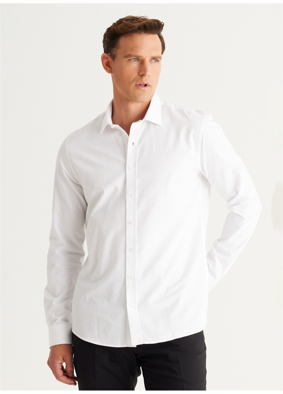 Altınyıldız Classics Slim Fit Klasik Yaka Beyaz Erkek Gömlek 4C2024100047
