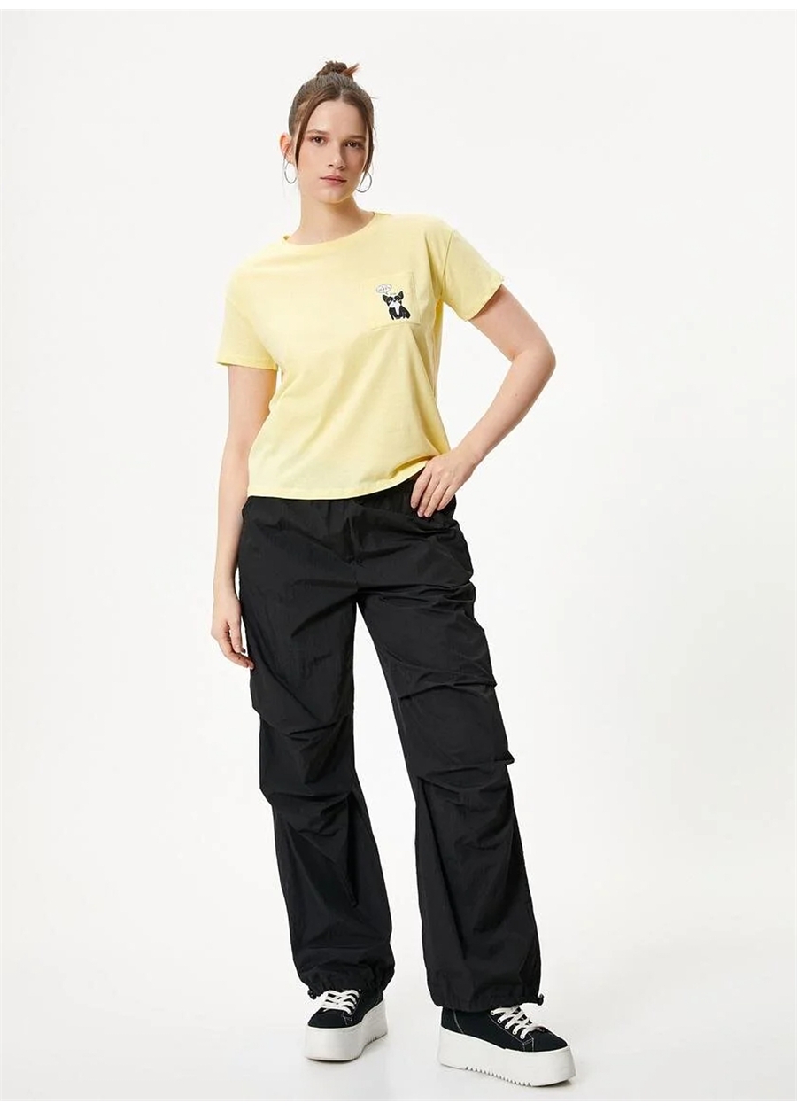 Koton Bisiklet Yaka Sarı Kadın T-Shirt 4SAL10143IK