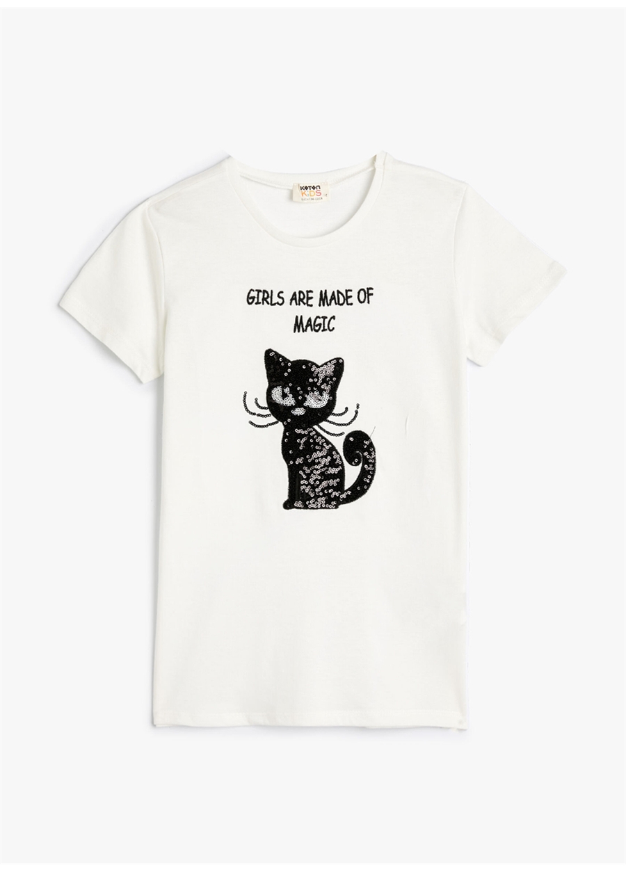 Koton Ekru Kız Çocuk T-Shirt 4SKG10052AK