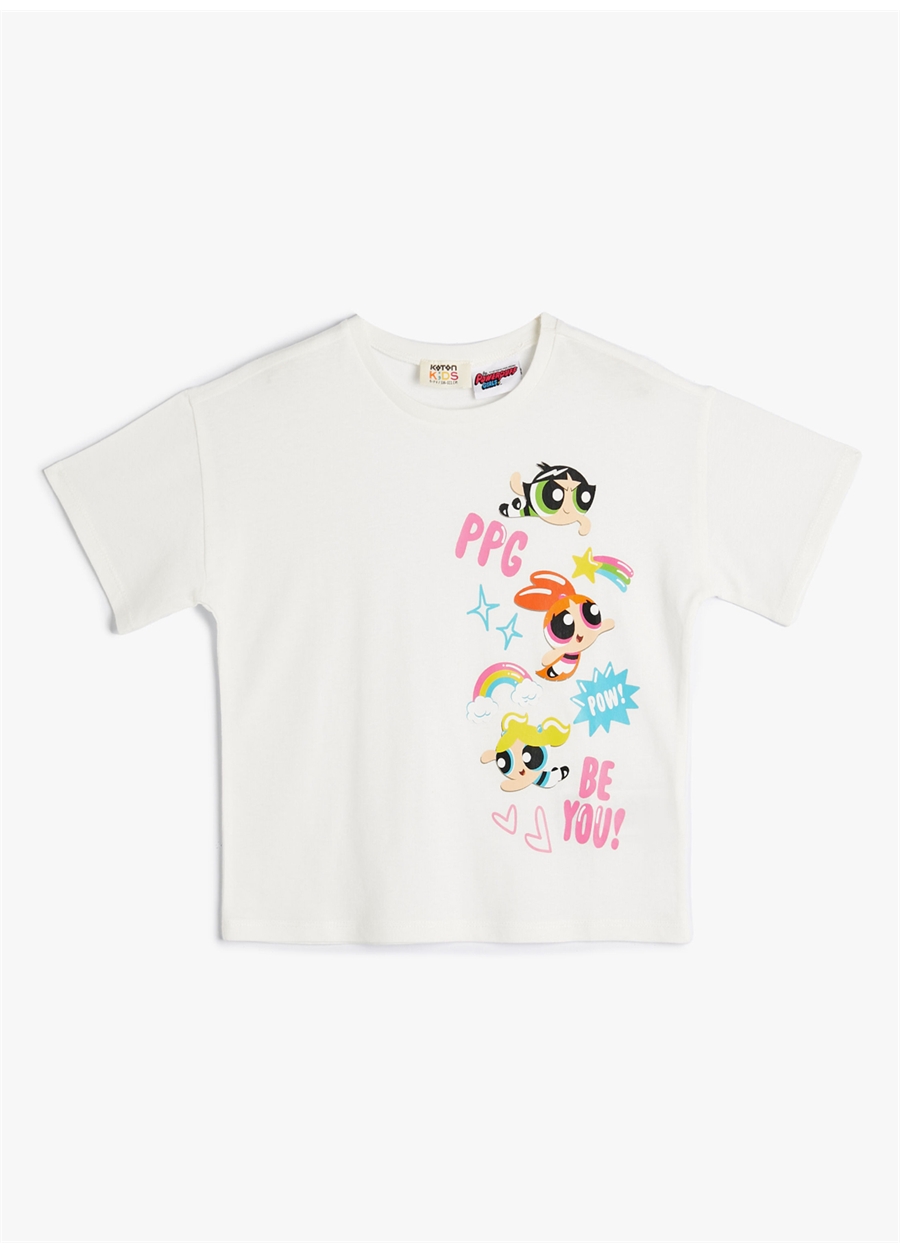 Koton Ekru Kız Çocuk T-Shirt LISA