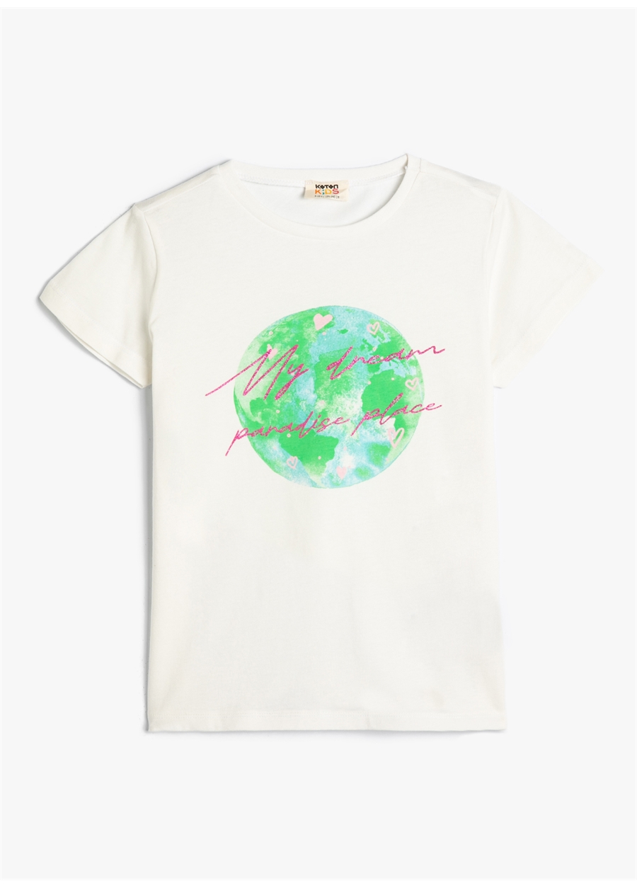 Koton Ekru Kız Çocuk T-Shirt 4SKG10125AK