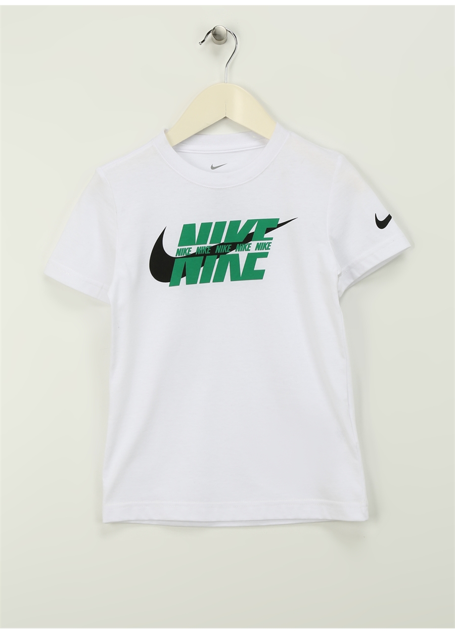 Nike Baskılı Beyaz Erkek Çocuk T-Shirt 86L879-001-NKB SPLIT NIKE BLOCK TEE
