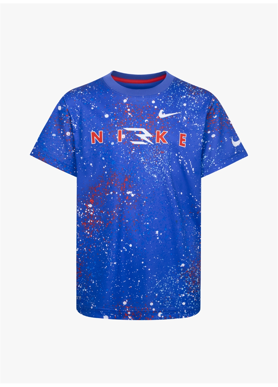 Nike Baskılı Mavi Erkek Çocuk T-Shirt 9Q0571-U89-RWB CHALK DUST TEE
