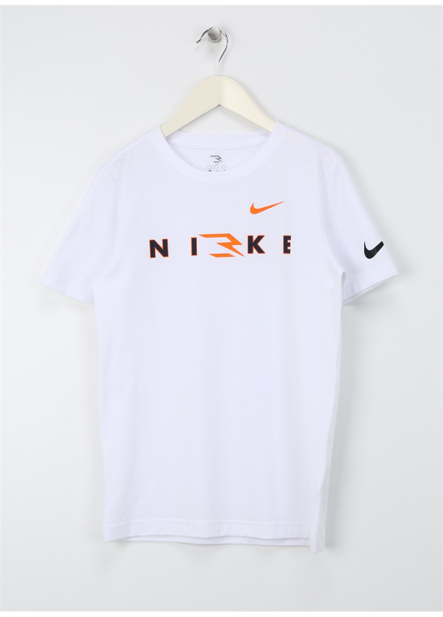 Nike Baskılı Beyaz Erkek Çocuk T-Shirt 9Q0573-001-RWB WORDMARK TEE
