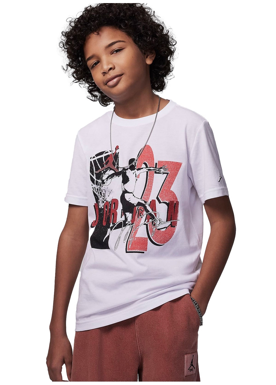 Nike Baskılı Beyaz Erkek T-Shirt 95C978-001-JDB JORDAN RETRO SPEC TE
