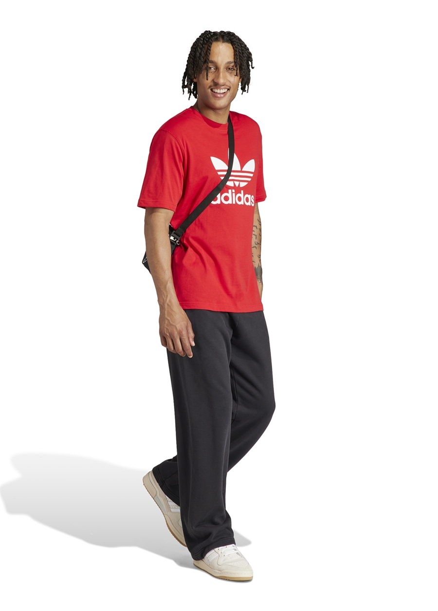 Adidas Kırmızı Erkek Yuvarlak Yaka T-Shirt IR8009 TREFOIL