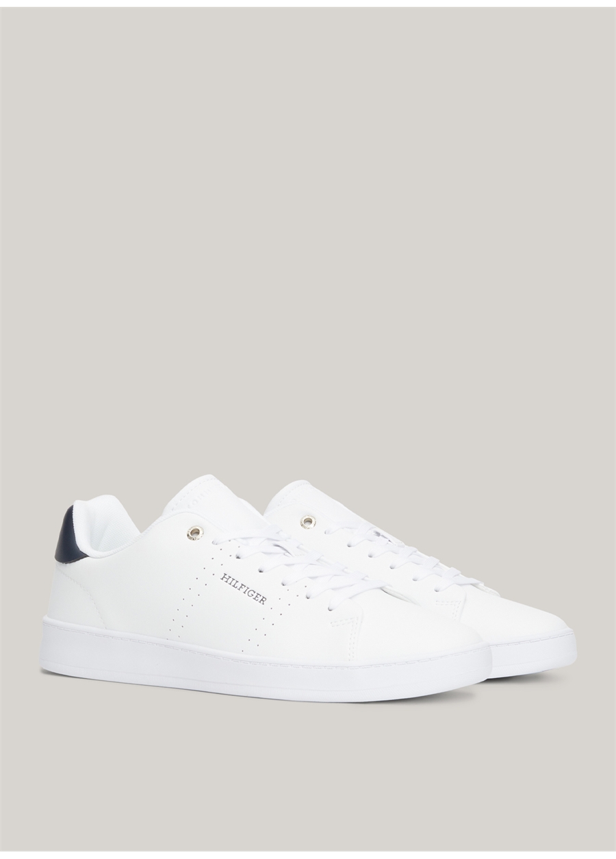 Tommy Hilfiger Beyaz Erkek Sneaker COURT CUP LTH PERF DETAIL_2