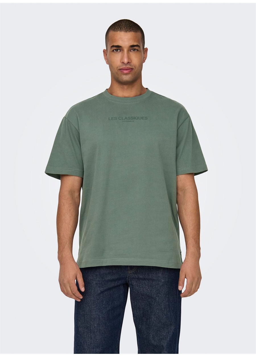 Only & Sons O Yaka Baskılı Açık Mavi Erkek T-Shirt ONSLES CLASSIQUES RLX SS TEE_0