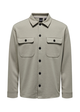 Only & Sons Normal Açık Füme Düz Erkek Gömlek ONSNEWKODYL OVERSHIRT SWEAT NOOS