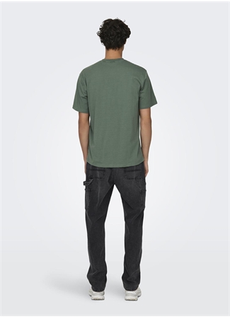 Only & Sons O Yaka Düz Su Yeşili Erkek T-Shirt ONSMAX LIFE SS STITCH TEE NOOS_4