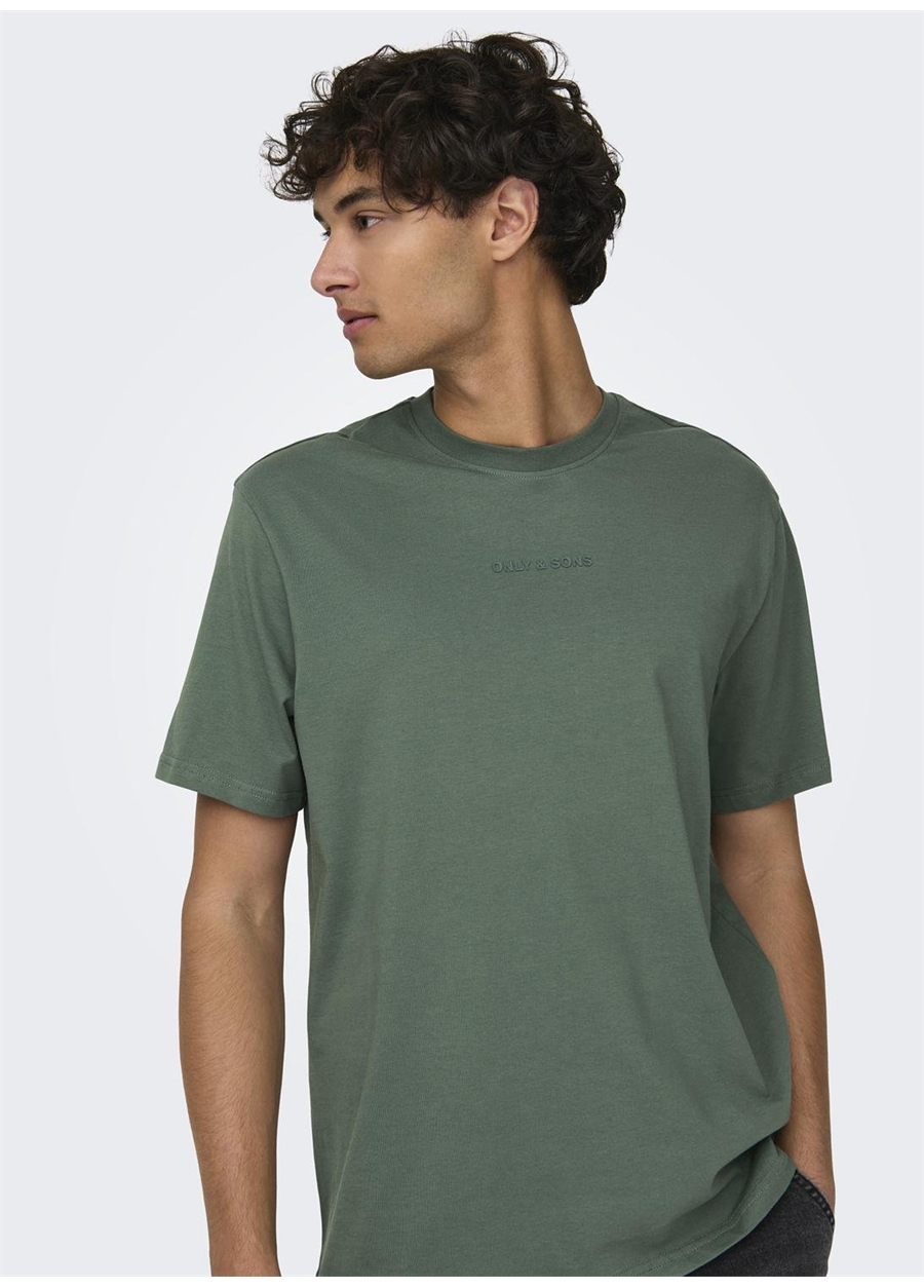 Only & Sons O Yaka Düz Su Yeşili Erkek T-Shirt ONSMAX LIFE SS STITCH TEE NOOS_3