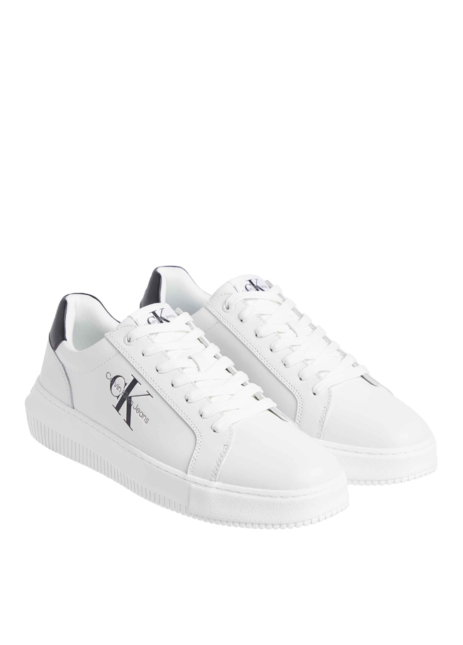 Calvin Klein Beyaz - Siyah Erkek Deri Sneaker CHUNKY CUPSOLE MONO LTH_1