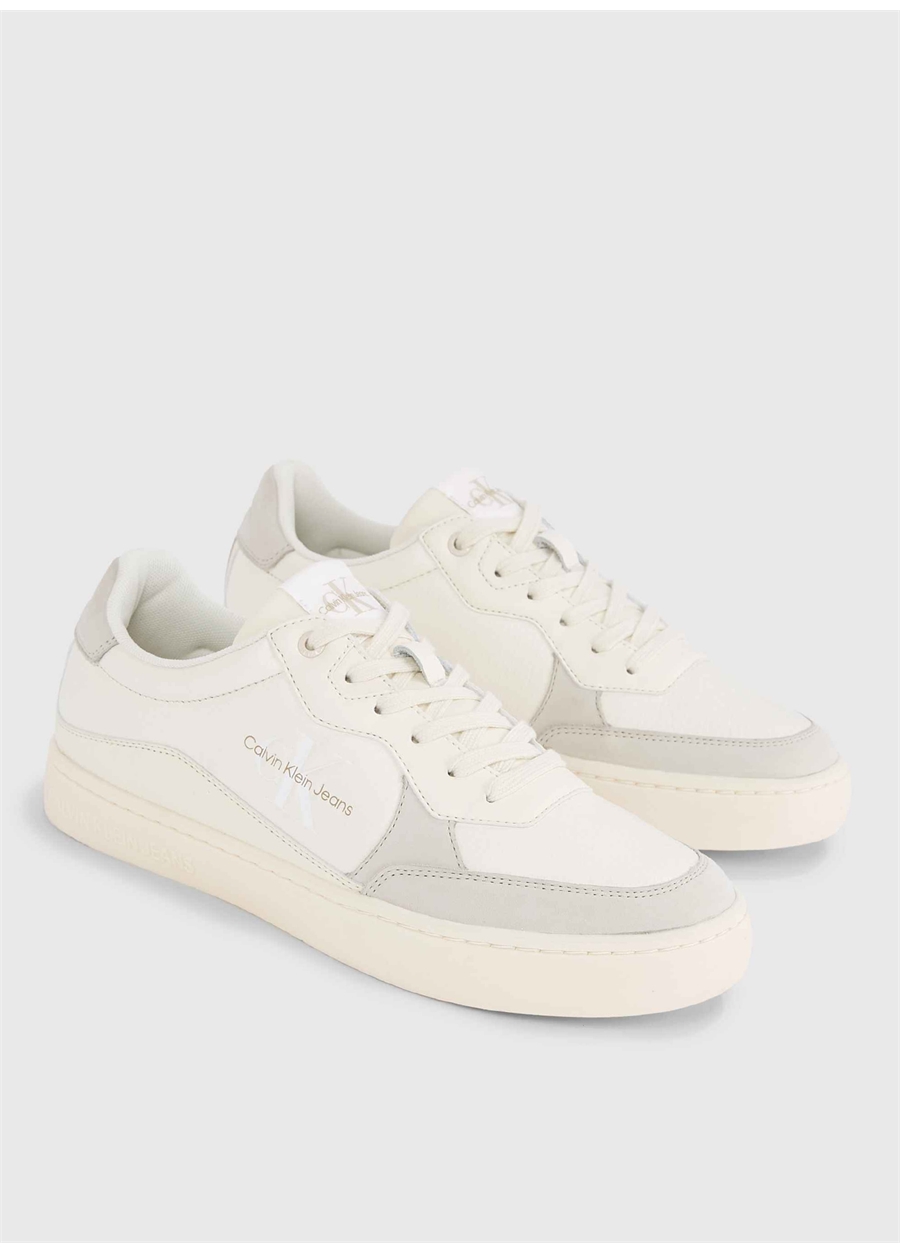 Calvin Klein Beyaz - Krem Erkek Deri Sneaker CLASSIC CUPSOLE LOW LTH ML_1