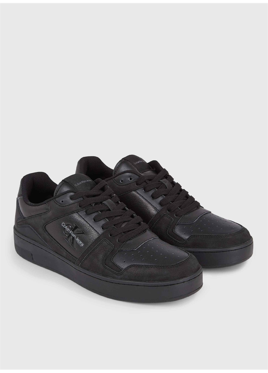 Calvin Klein Siyah Erkek Deri Sneaker BASKET CUPSOLE LOW LTH ML FAD_2