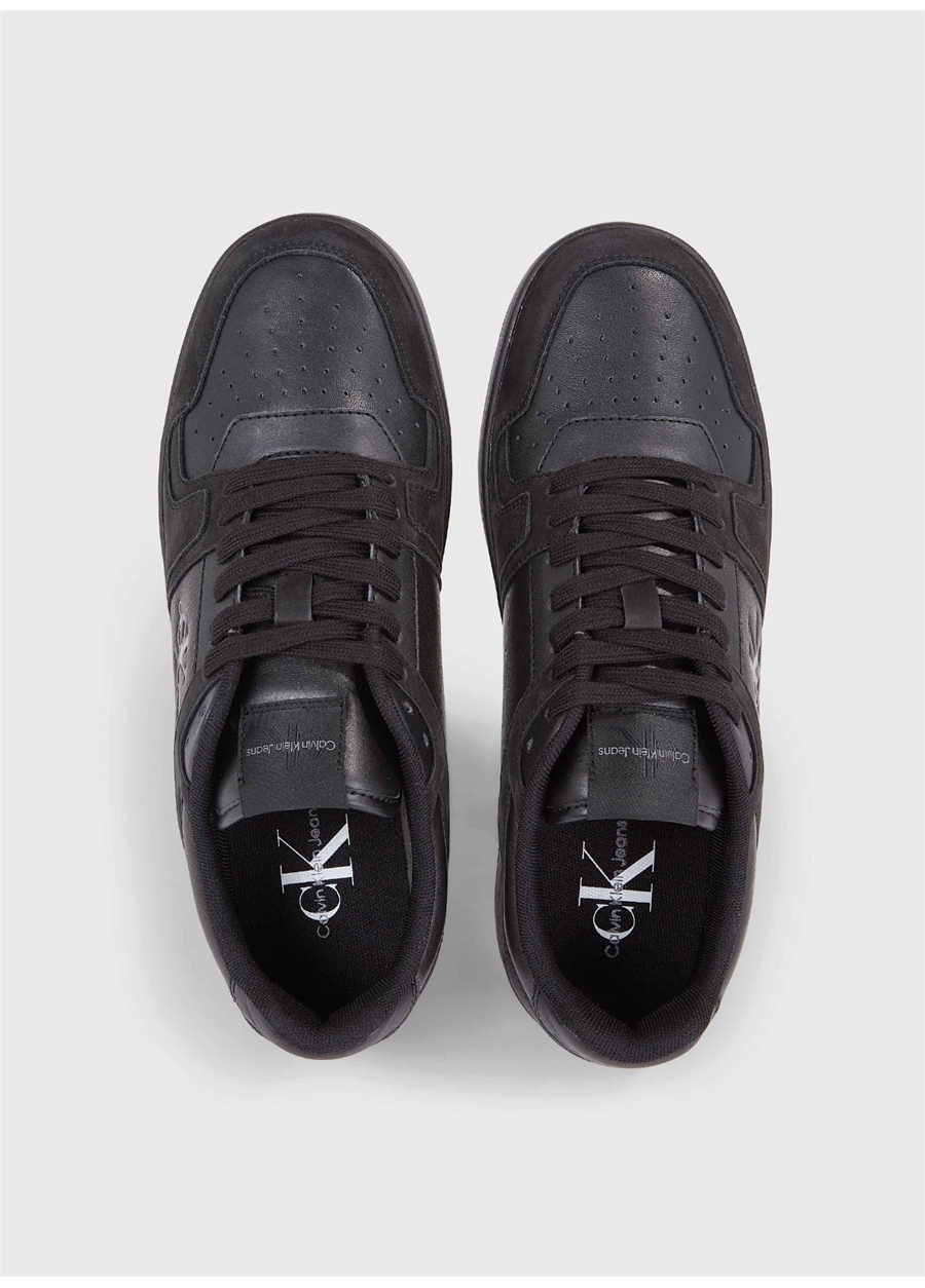 Calvin Klein Siyah Erkek Deri Sneaker BASKET CUPSOLE LOW LTH ML FAD_3