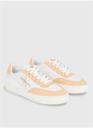 Calvin Klein Beyaz - Turuncu Kadın Deri Sneaker YW0YW0129602S_2