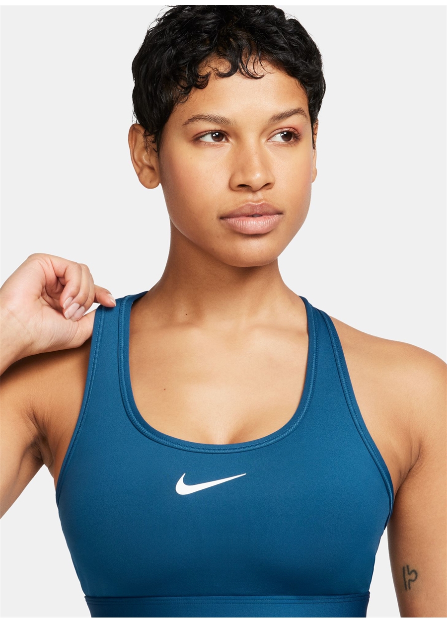 Nike Mavi U Yaka Kadın Sporcu Sütyeni DX6821-476-W NK SWSH MED SPT BRA_3