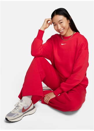 Nike Kırmızı Kadın Bisiklet Yaka Sweatshirt DQ5733-657-W NSW PHNX FLC OS CREW_1