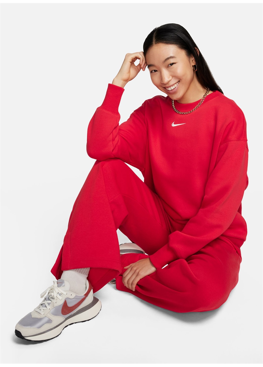 Nike Kırmızı Kadın Bisiklet Yaka Sweatshirt DQ5733-657-W NSW PHNX FLC OS CREW_1