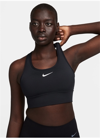 Nike Siyah Kadın U Yaka Sporcu Sütyeni FN2728-010-W NK DF SWSH MS LL BRA_2