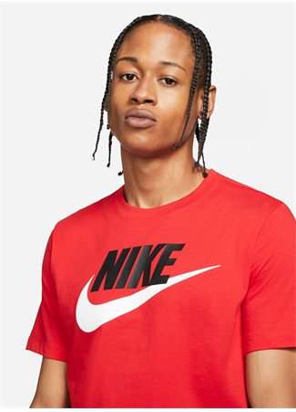 Nike Kırmızı Bisiklet Yaka Baskılı T-Shirt AR5004-657-M NSW TEE ICON FUTURA_1