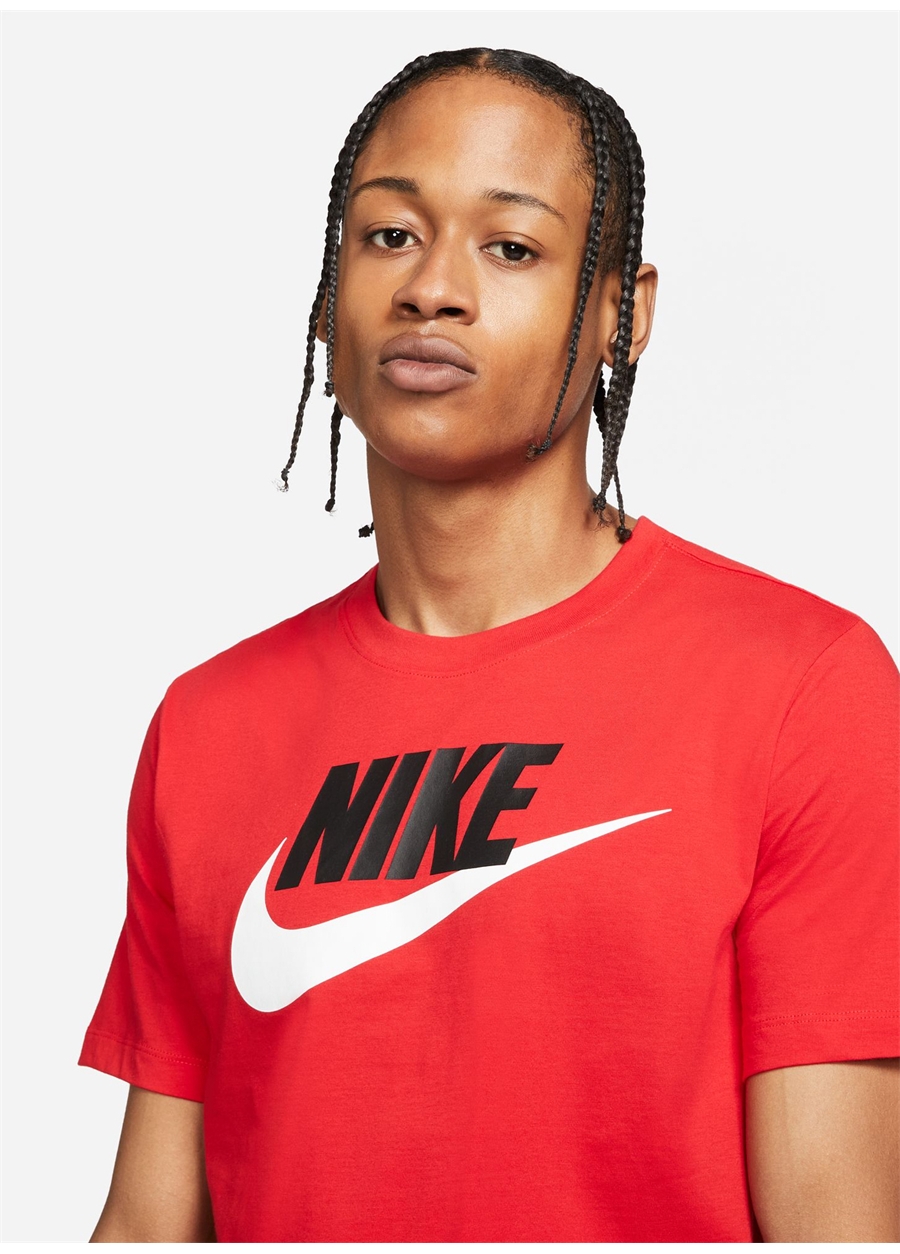 Nike Kırmızı Bisiklet Yaka Baskılı T-Shirt AR5004-657-M NSW TEE ICON FUTURA_1