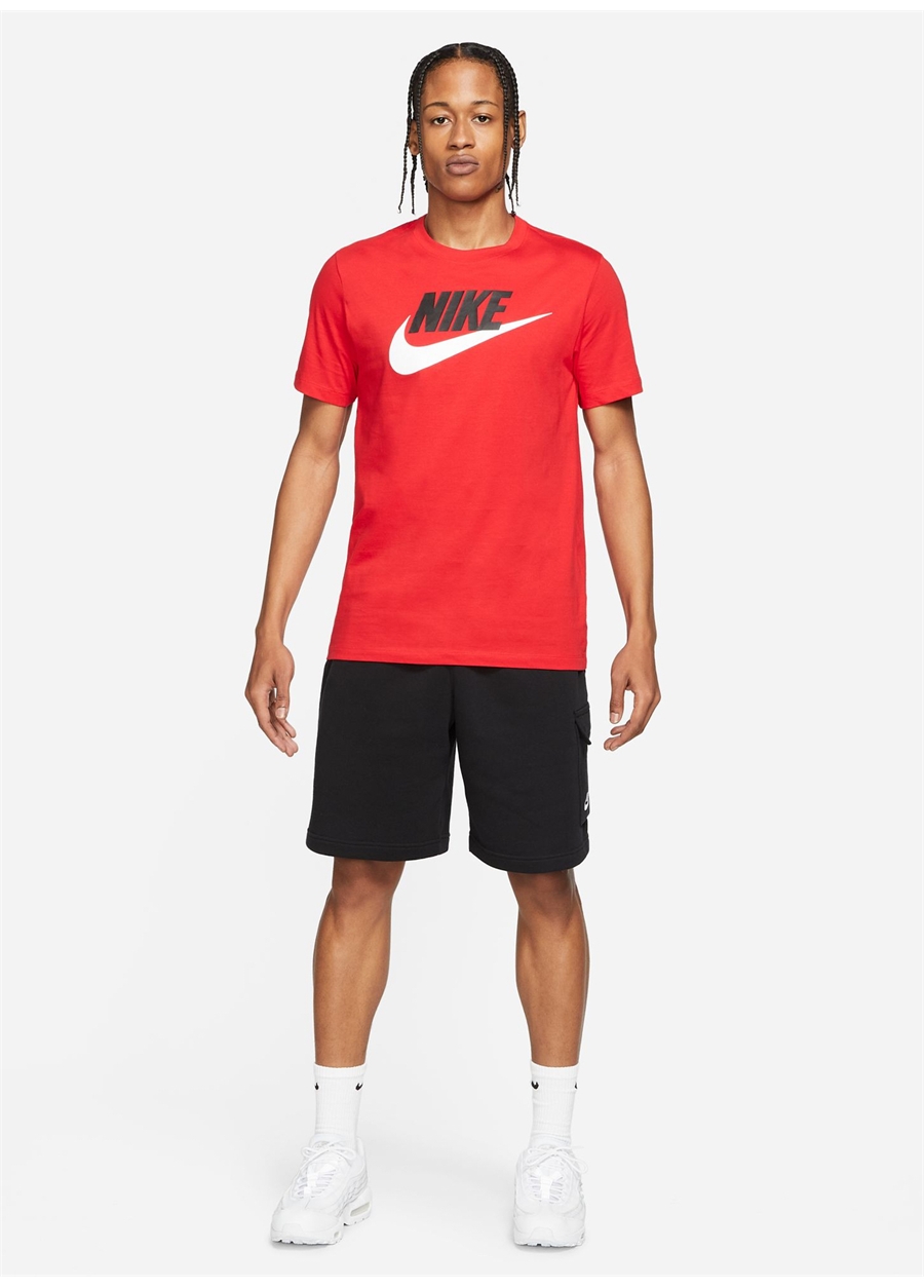 Nike Kırmızı Bisiklet Yaka Baskılı T-Shirt AR5004-657-M NSW TEE ICON FUTURA_2