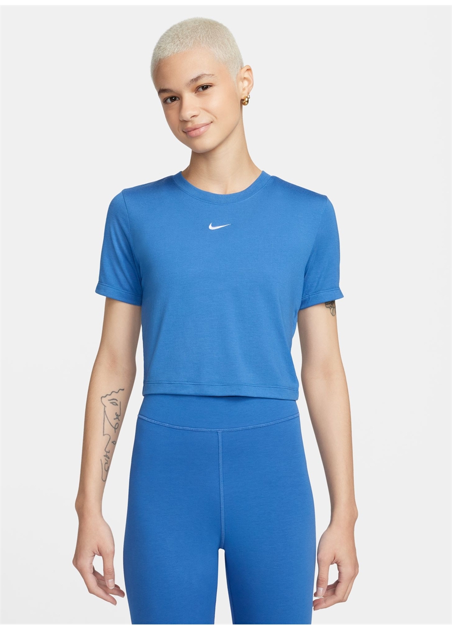 Nike Mavi Kadın Bisiklet Yaka T-Shirt FB2873-402-W NSW ESSNTL SLM CRP