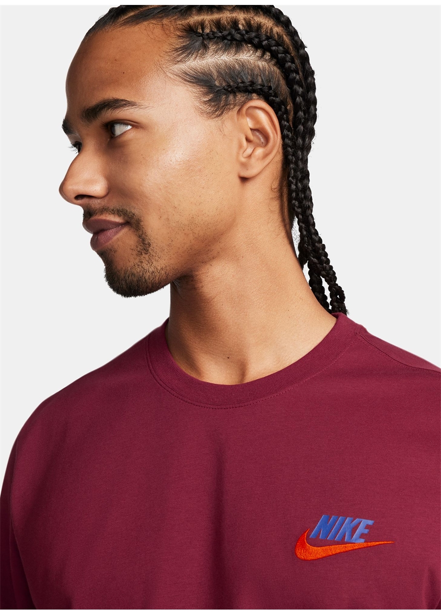 Nike Bordo Bisiklet Yaka T-Shirt FD1257-678-M NSW TEE CLUB+ LBR_1