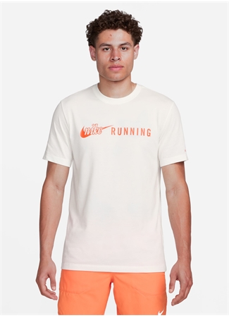 Nike Kırık Beyaz Erkek Bisiklet Yaka T-Shirt FQ3920-133-M NK DF TEE RUN ENERGY