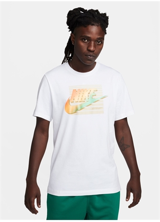 Nike Beyaz Erkek Bisiklet Yaka Baskılı T-Shirt FQ7995-100-M NSW TEE 6MO FUTURA_2