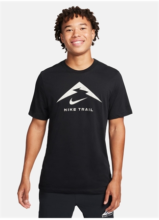 Nike Siyah Bisiklet Yaka T-Shirt FQ3914-010-M NK DF TEE TRAIL LOGO_2