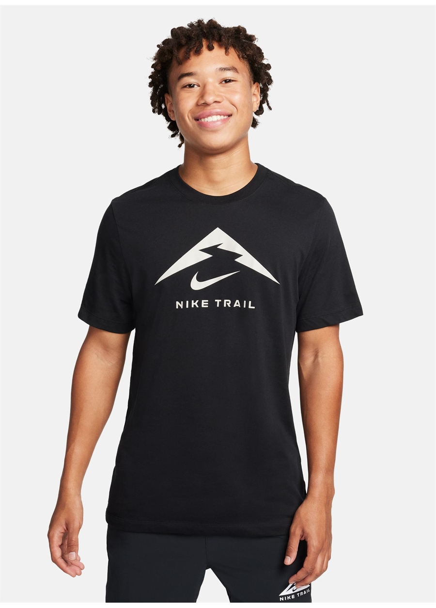 Nike Siyah Bisiklet Yaka T-Shirt FQ3914-010-M NK DF TEE TRAIL LOGO_2