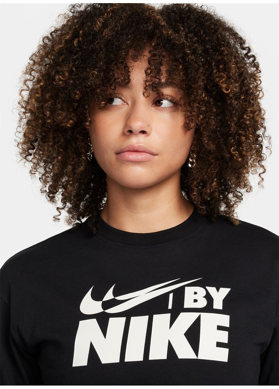 Nike Siyah Kadın Bisiklet Yaka T-Shirt FZ4635-010-W NSW CROP TEE GLS_2