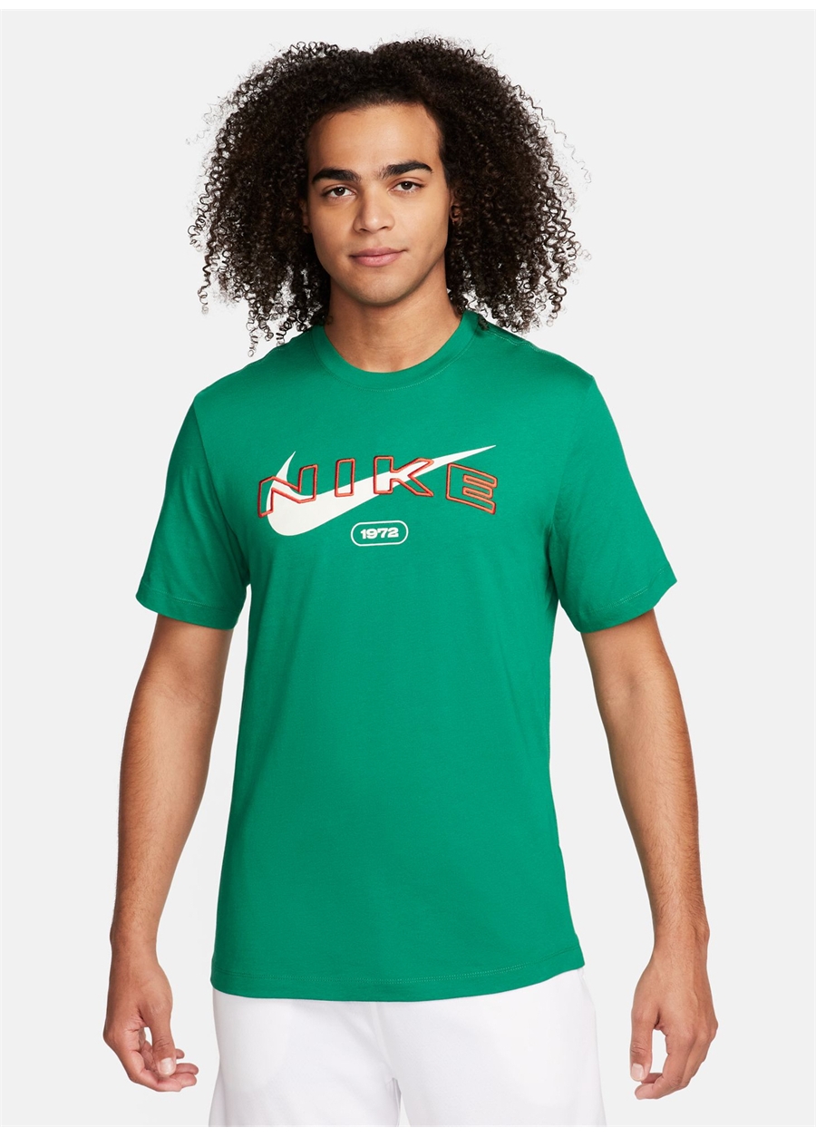 Nike Yeşil Erkek Bisiklet Yaka T-Shirt FV5711-365-M NSW TEE CLUB SSNL HBR