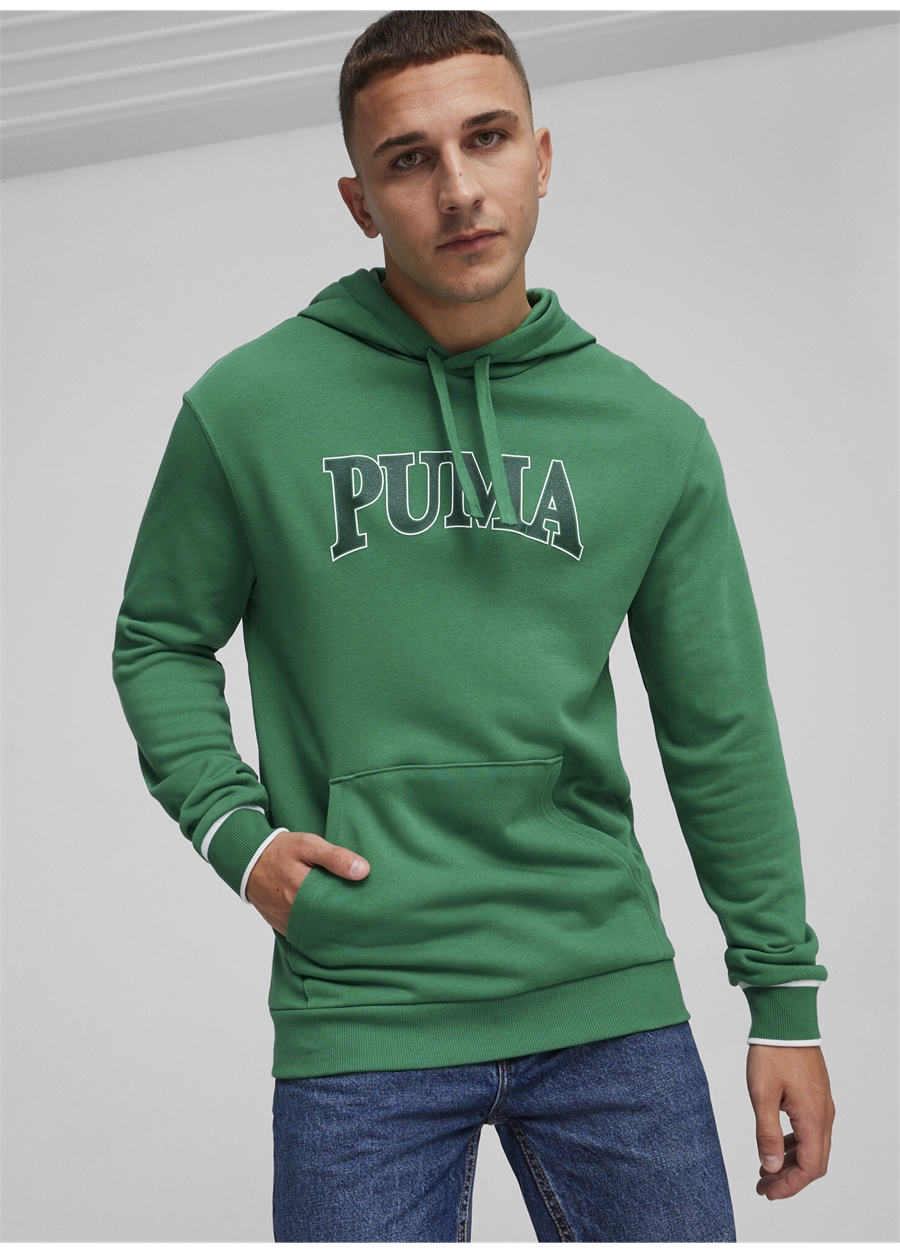 Puma 67896986 SQUAD Hoodie Yeşil Erkek Kapüşon Yaka Regular Fit Sweatshirt