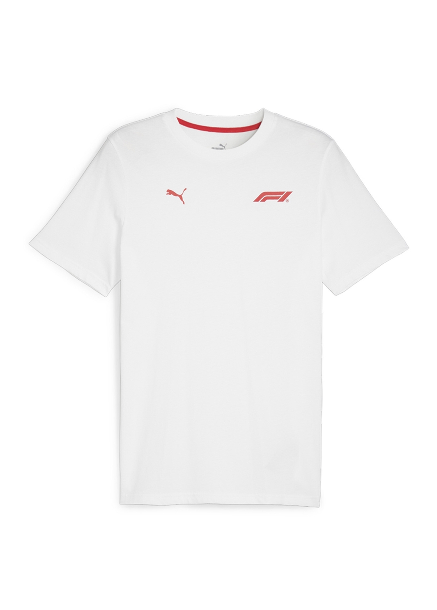 Puma 62592102 F1 ESS Small Logo Tee Beyaz Erkek Bisiklet Yaka Regular Fit T-Shirt_3