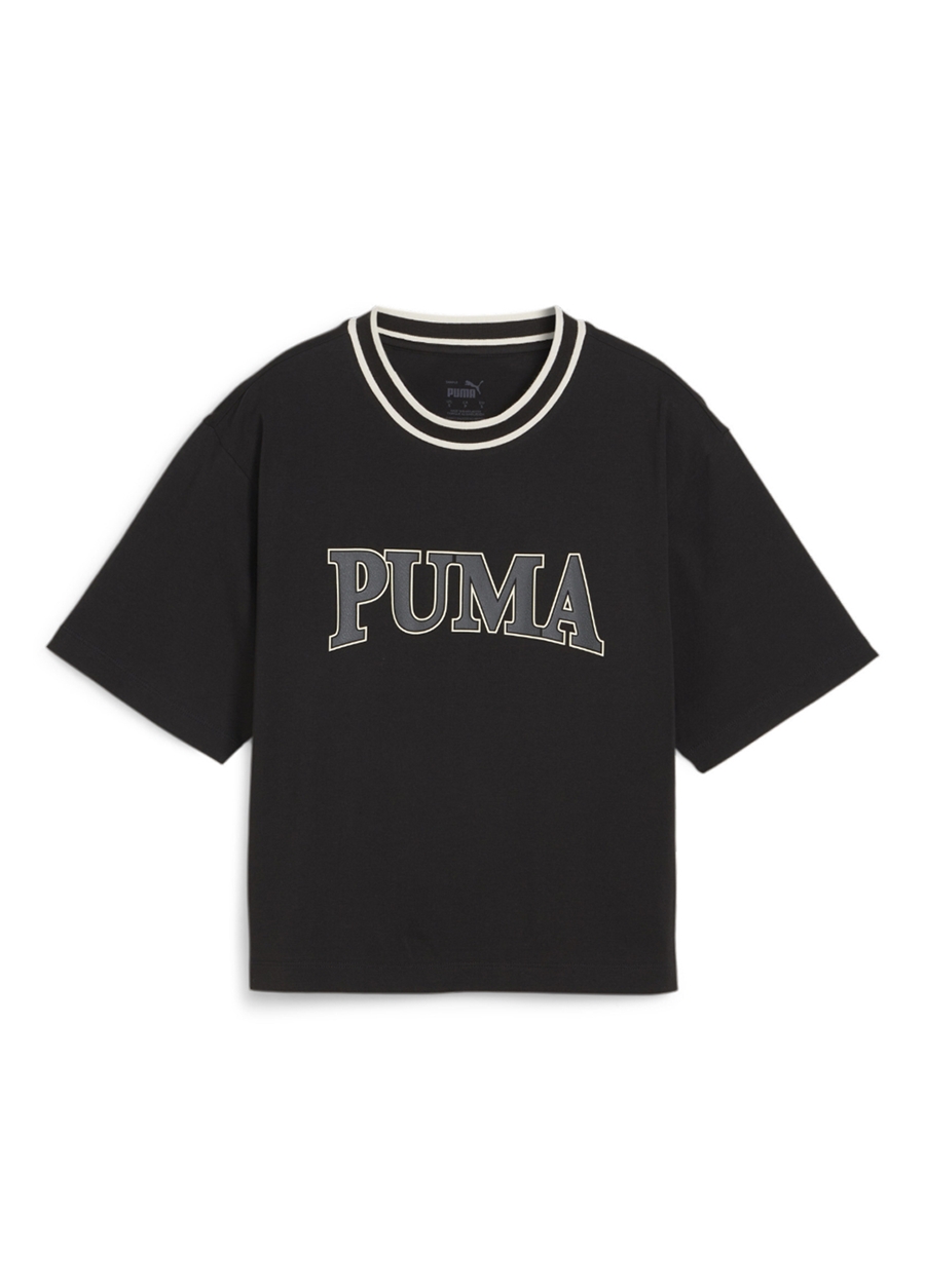 Puma 67790301 SQUAD Graphic Tee Siyah Kadın Bisiklet Yaka Regular Fit T-Shirt