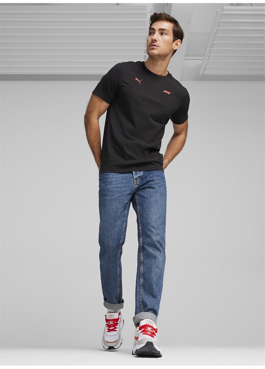 Puma Siyah Erkek Bisiklet Yaka T-Shirt 62592101 F1 ESS Small Logo Tee