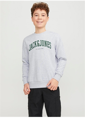 Jack & Jones Baskılı Erkek Çocuk Beyaz Sweatshırt JJEJOSH SWEAT CREW NECK NOOS JNR_0