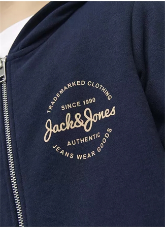 Jack & Jones Baskılı Erkek Çocuk Lacivert Sweatshırt JJFOREST SWEAT ZIP HOOD JNR_2