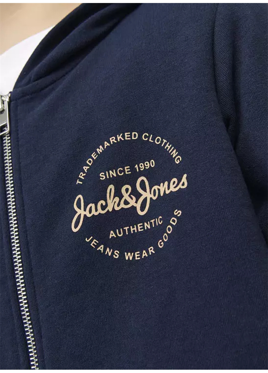 Jack & Jones Baskılı Erkek Çocuk Lacivert Sweatshırt JJFOREST SWEAT ZIP HOOD JNR_2