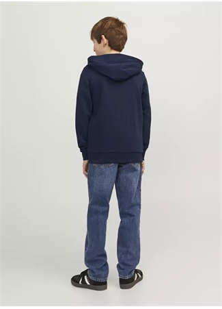 Jack & Jones Baskılı Erkek Çocuk Lacivert Sweatshırt JJFOREST SWEAT ZIP HOOD JNR_4