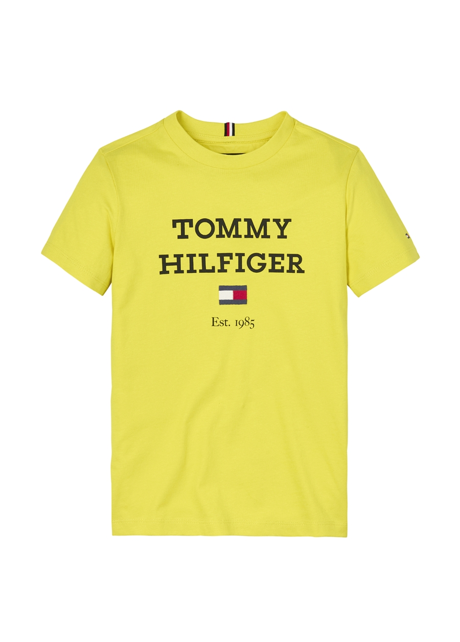 Tommy Hilfiger Baskılı Sarı Erkek T-Shirt TH LOGO TEE S/S